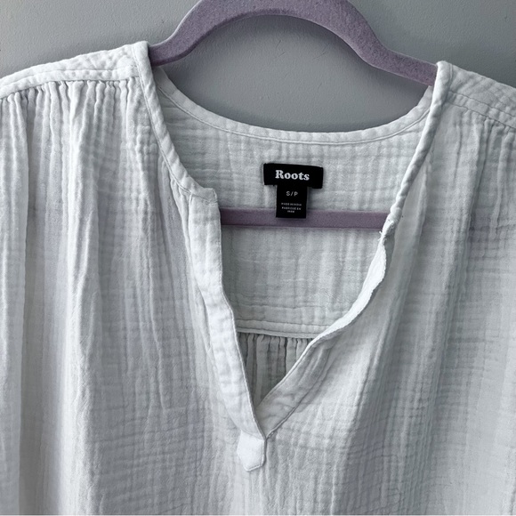 Roots White Raw Hem 100% Midi T-Shirt Dress Women’s Size Small - Picture 3 of 7